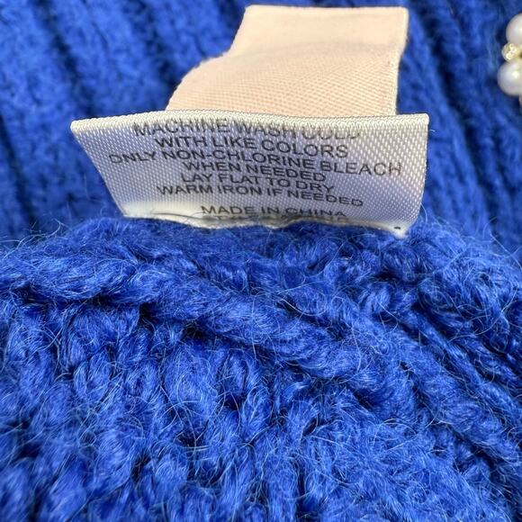 Slate & Willow Women's Bobble Chunky Knit Cardigan Sweater Medium Blue - Picture 12 of 15